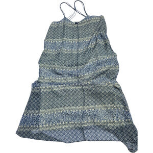 Madewell Boho Strappy Midi Dress Blue Gray Floral Print Lined Summer Size M